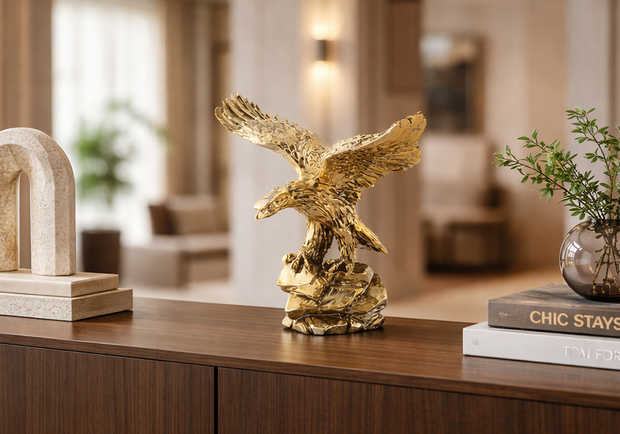 Kartal gold büst dekoratif obje modern konsol üzerinde