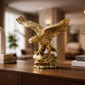 Kartal gold büst dekoratif obje modern konsol üzerinde