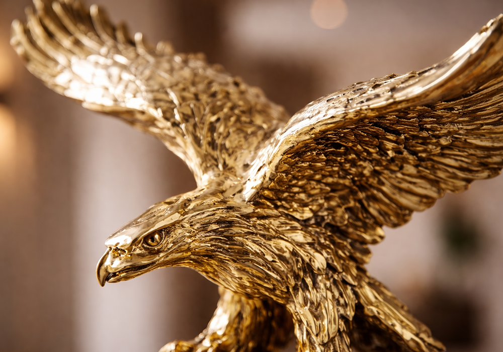 Kartal gold büst dekoratif obje modern konsol üzerinde