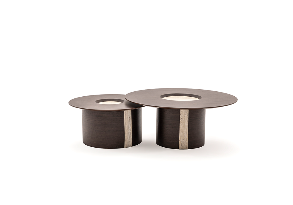 Kayalı ikili orta sehpa traverten desenli modern tasarım Homevse