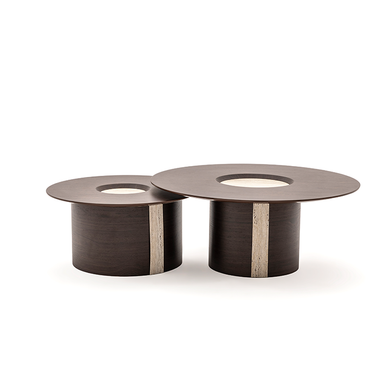 Kayalı ikili orta sehpa traverten desenli modern tasarım Homevse