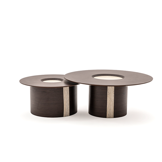 Kayalı ikili orta sehpa traverten desenli modern tasarım Homevse