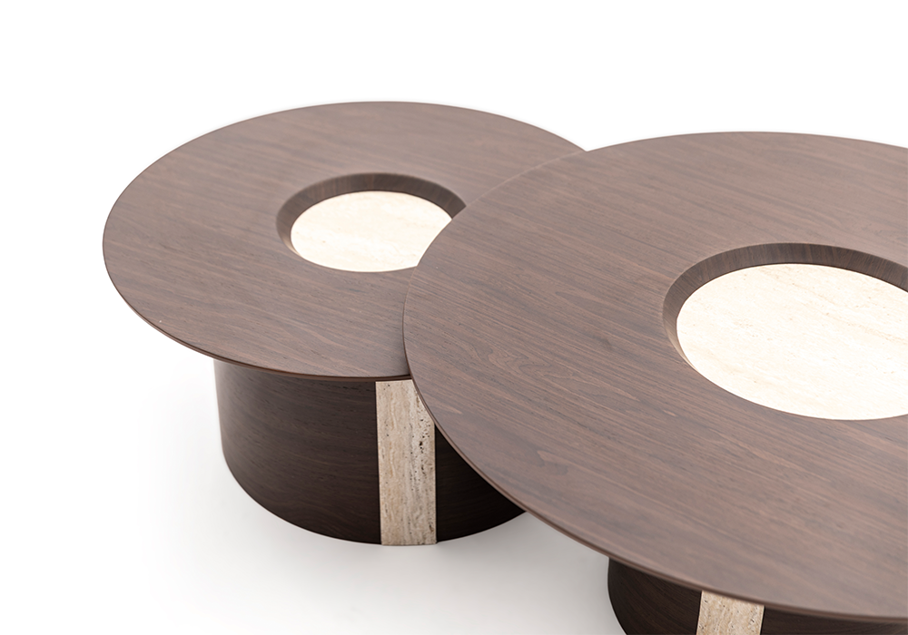 Kayalı orta sehpa traverten desen Amerikan ceviz üst yüzey Homevse