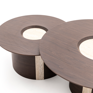 Kayalı orta sehpa traverten desen Amerikan ceviz üst yüzey Homevse