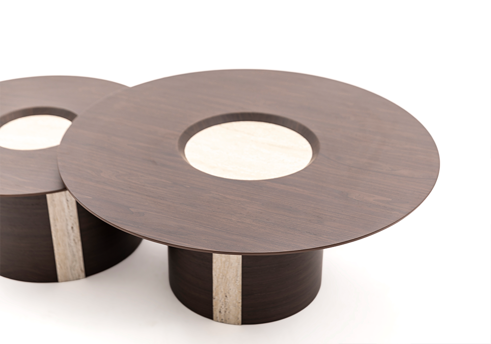 Kayalı yuvarlak form ikili orta sehpa Homevse