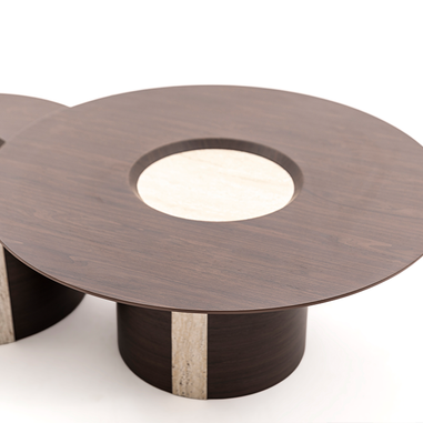 Kayalı yuvarlak form ikili orta sehpa Homevse