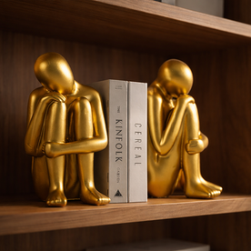 Gold kitap tutucu dekoratif obje kitaplık rafında kullanım