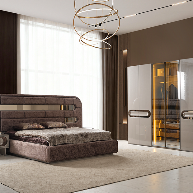 Modern lüks yatak odası Liora gardrop ve karyola modeli