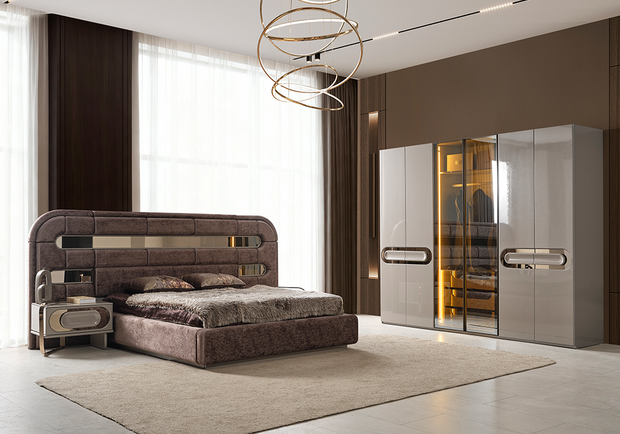 Modern lüks yatak odası Liora gardrop ve karyola modeli