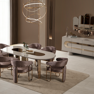 Liora yemek odası takımı gold detaylı luxury tasarım