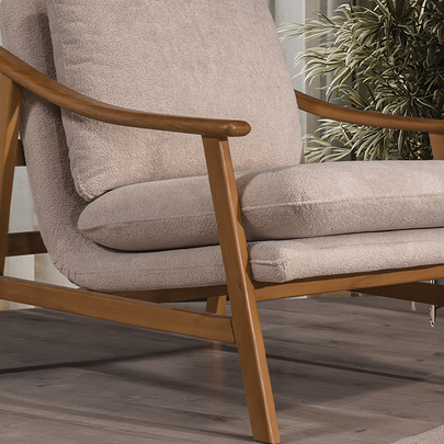 Lotus Bej Koltuk Takımı, Ahşap İskeletli Modern Tasarım, Modern Tarzı Konforlu Oturum