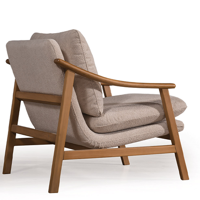 Lotus Bej Koltuk Takımı, Ahşap İskeletli Modern Tasarım, Modern Tarzı Konforlu Oturum