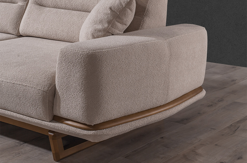 Lotus Bej Koltuk Takımı, Ahşap İskeletli Modern Tasarım, Modern Tarzı Konforlu Oturum