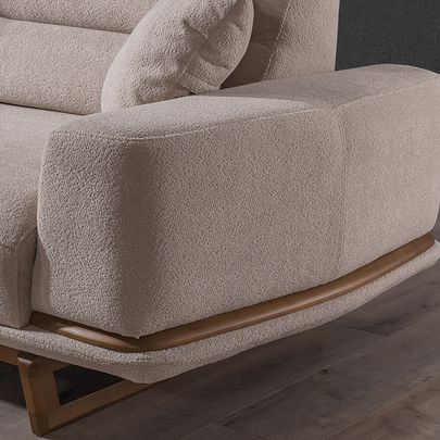 Lotus Bej Koltuk Takımı, Ahşap İskeletli Modern Tasarım, Modern Tarzı Konforlu Oturum