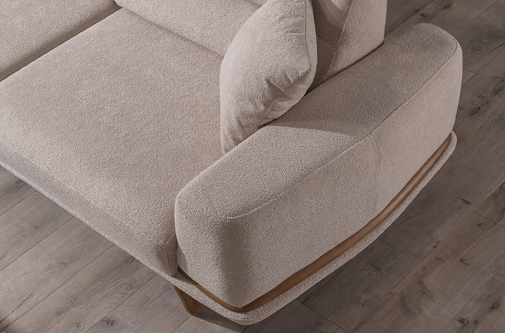 Lotus Bej Koltuk Takımı, Ahşap İskeletli Modern Tasarım, Modern Tarzı Konforlu Oturum