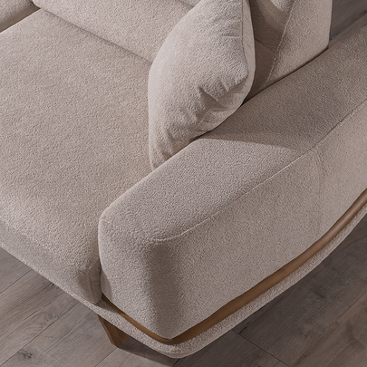 Lotus Bej Koltuk Takımı, Ahşap İskeletli Modern Tasarım, Modern Tarzı Konforlu Oturum