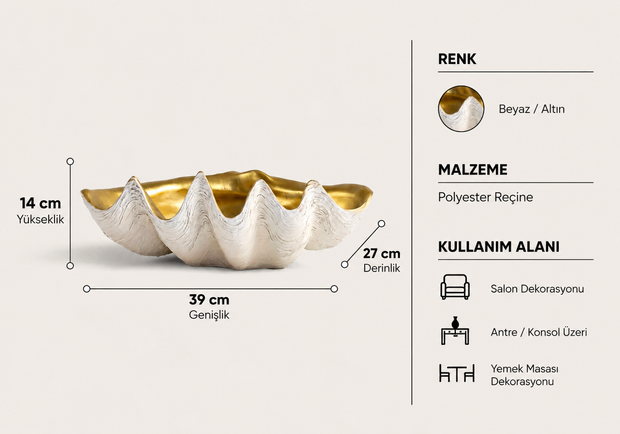 Midye Tabak Dekoratif Obje