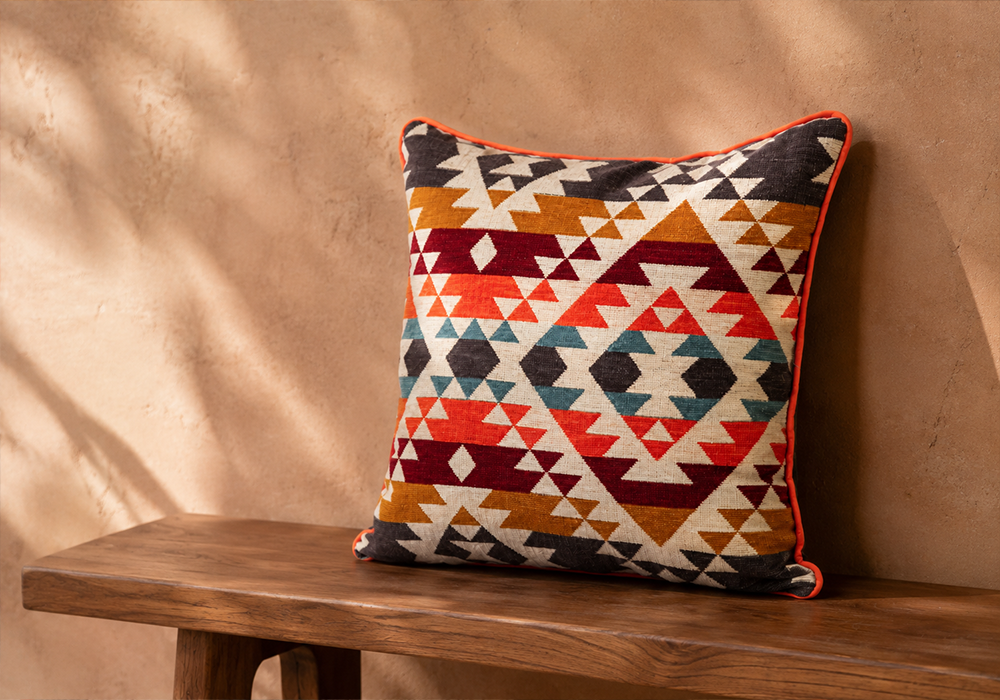Nomad Dekoratif Kırlent Kılıfı geometrik motifli renkli kırlent modeli