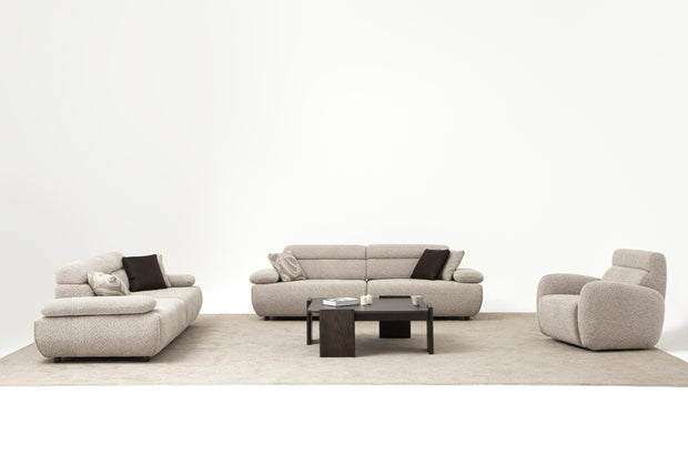 Homevse Nova model krem renkli bukle teddy kumaşlı oval hatlara sahip modern koltuk takımı 