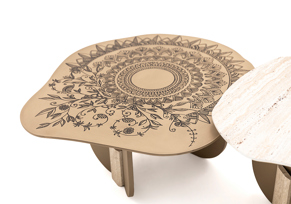 Ortaca ikili orta sehpa etnik desenli modern tasarım Homevse