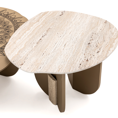 Ortaca ikili orta sehpa traverten desenli modern tasarım Homevse