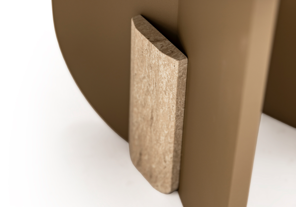 Ortaca orta sehpa ahşap ayak tarverten desen ve bonj renk detaylı Homevse