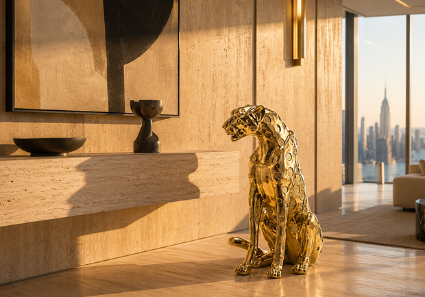 Gold Renk Oturan Çıta Dekoratif Hayvan Heykeli modern salon dekorasyonu