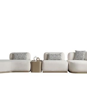 Paris Beyaz Tedy Kumaşlı Köşe Koltuk Takımı, Modern Modüler Tasarım, Derin Oturum Konforu