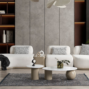 Paris Beyaz Tedy Kumaşlı Köşe Koltuk Takımı, Modern Modüler Tasarım, Derin Oturum Konforu