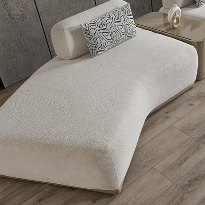 Paris Beyaz Tedy Kumaşlı Köşe Koltuk Takımı, Modern Modüler Tasarım, Derin Oturum Konforu