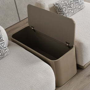 Paris Beyaz Tedy Kumaşlı Köşe Koltuk Takımı, Modern Modüler Tasarım, Derin Saklama Alanı