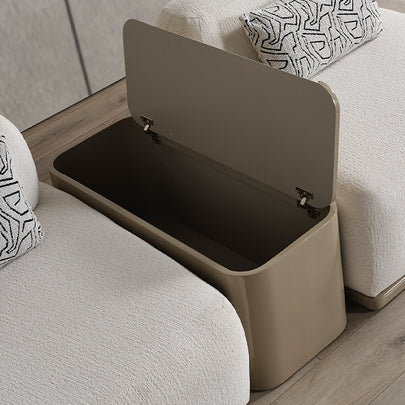 Paris Beyaz Tedy Kumaşlı Köşe Koltuk Takımı, Modern Modüler Tasarım, Derin Saklama Alanı