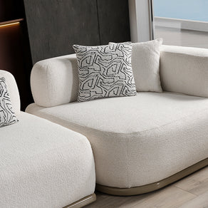 Paris Beyaz Tedy Kumaşlı Köşe Koltuk Takımı, Modern Modüler Tasarım, Derin Oturum Konforu