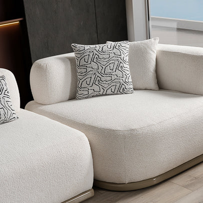 Paris Beyaz Tedy Kumaşlı Köşe Koltuk Takımı, Modern Modüler Tasarım, Derin Oturum Konforu
