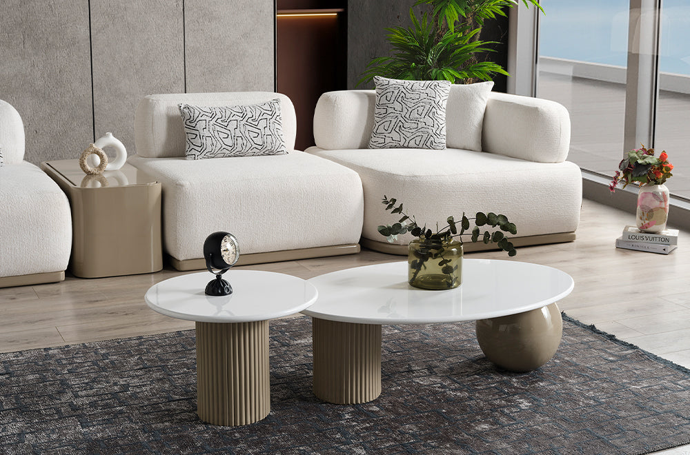 Paris Beyaz Tedy Kumaşlı Köşe Koltuk Takımı, Modern Modüler Tasarım, Derin Oturum Konforu