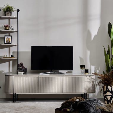 Petra TV ünitesi modern krem salon dekorasyonu