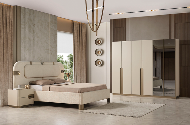Pier yatak odası takımı modern krem yatak odası dekorasyonu