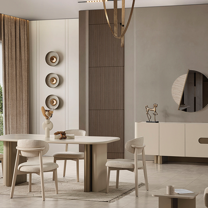 Pier yemek odası takımı modern bej yemek odası dekorasyonu
