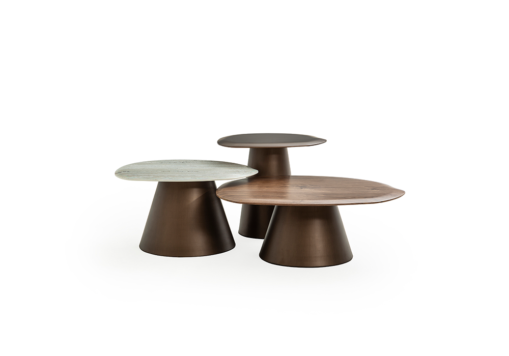 Serik üçlü orta sehpa ahşap ve traverten modern tasarım Homevse