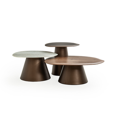 Serik üçlü orta sehpa ahşap ve traverten modern tasarım Homevse