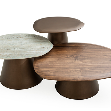 Serik üçlü orta sehpa ahşap ve traverten modern tasarım Homevse