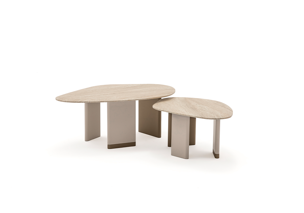 Side ikili orta sehpa traverten desenli modern tasarım Homevse