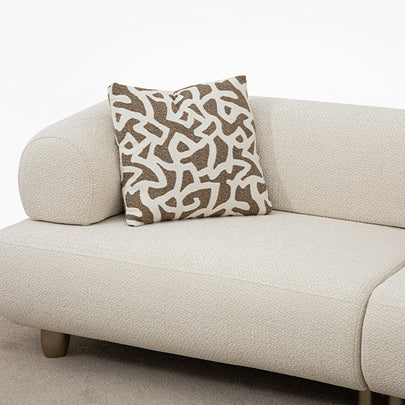 Homevse Soho model antik gold ayaklı, krem tedy kumaşlı modern koltuk takımı, yuvarlak hatlı üçlü koltuk 