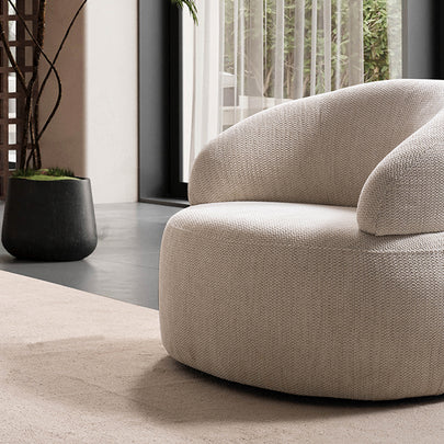 Soho Natural Krem Tedy Kumaşlı Koltuk Takımı, Minimalist Modern Tasarım, Yuvarlak Hatlı berjer