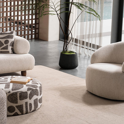 Soho Natural Krem Tedy Kumaşlı Koltuk Takımı, Minimalist Modern Tasarım, Yuvarlak Hatlı Berjer