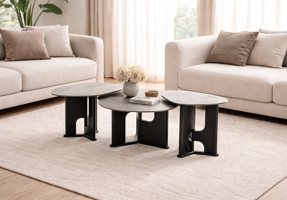 Tarsus üçlü orta sehpa seramik desenli modern tasarım Homevse