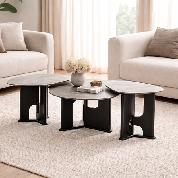 Tarsus üçlü orta sehpa seramik desenli modern tasarım Homevse