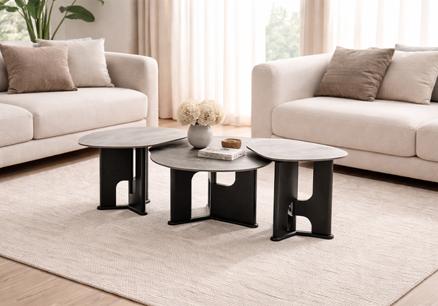 Tarsus üçlü orta sehpa seramik desenli modern tasarım Homevse