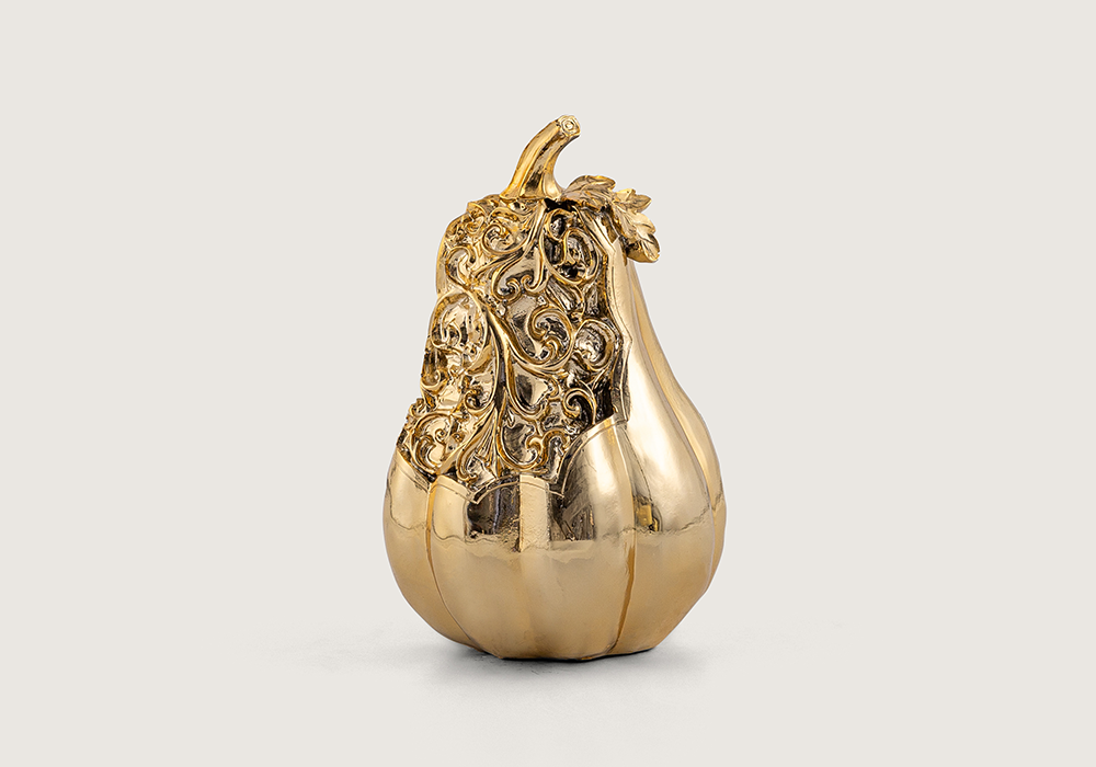 Modern yaşam alanı için gold kabak form dekoratif aksesuar