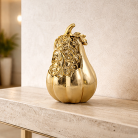 Modern yaşam alanı için gold renk kabak form dekoratif aksesuar